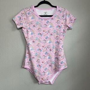 Little for Big Adult Bodysuit / Diaper Cover Size Medium Unicorns Rainbows Pink
